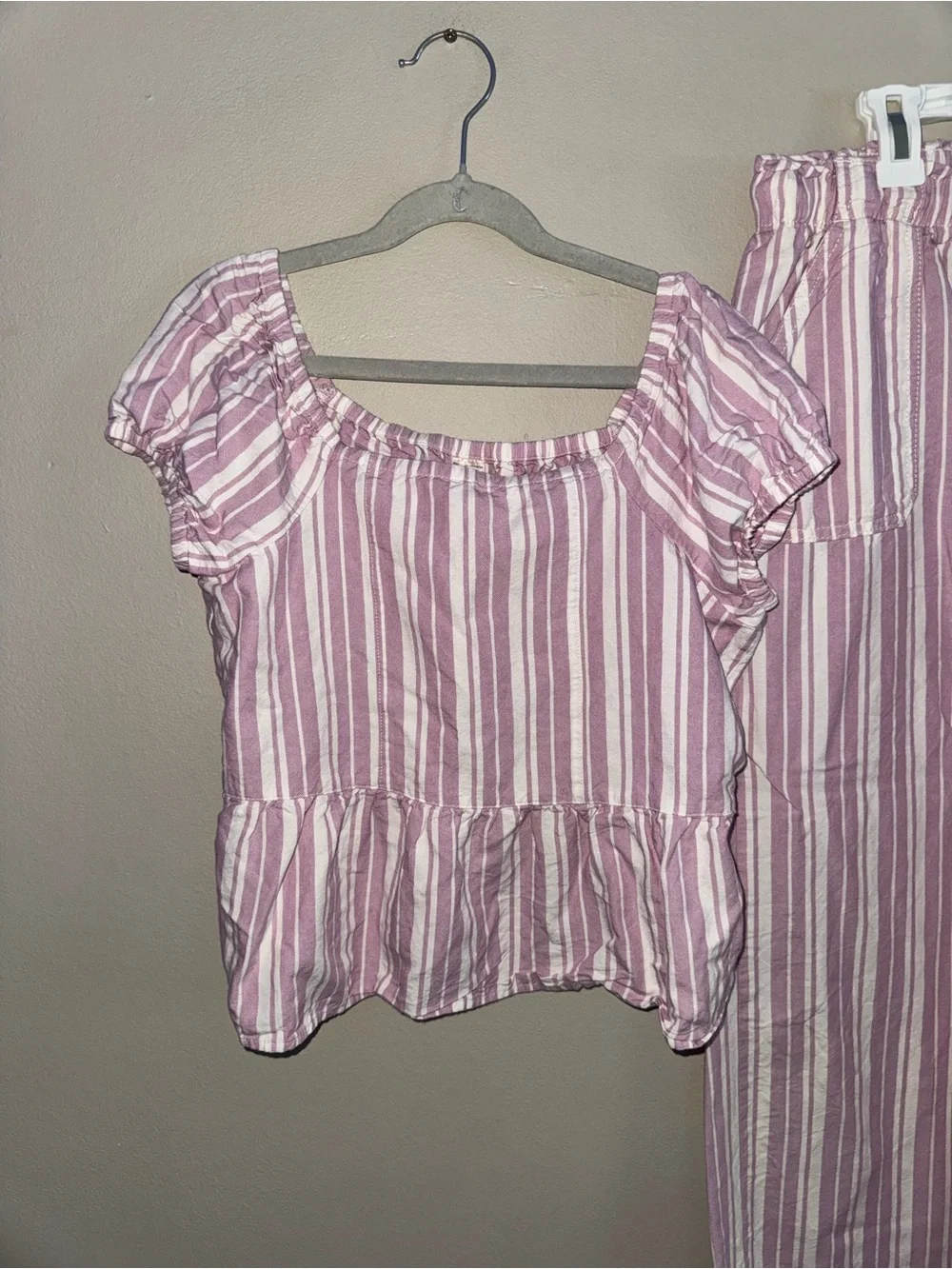 OshKosh B'gosh Pink and White Striped Two-Piece Pajama Set